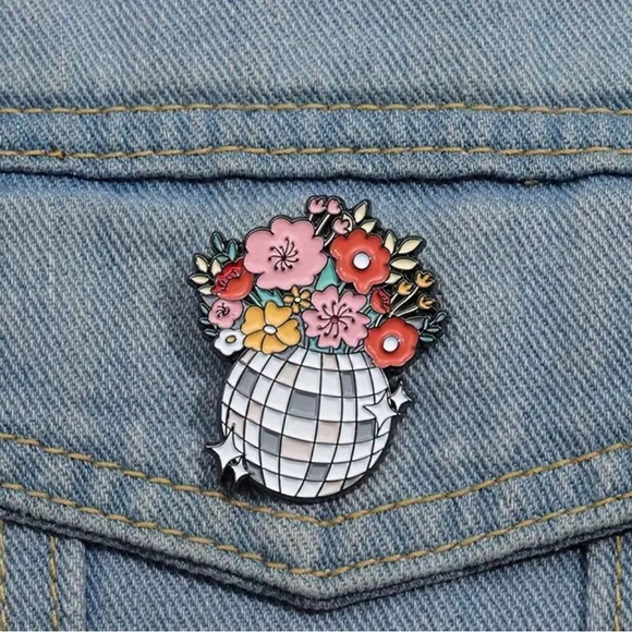 Floral Mirrorball Enamel Pin NWT - Picture 5 of 7